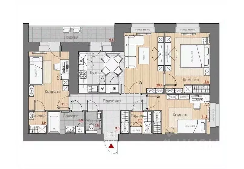 3-к кв. Новгородская область, Великий Новгород Псковская ул., 66 (74.6 ... - Фото 1