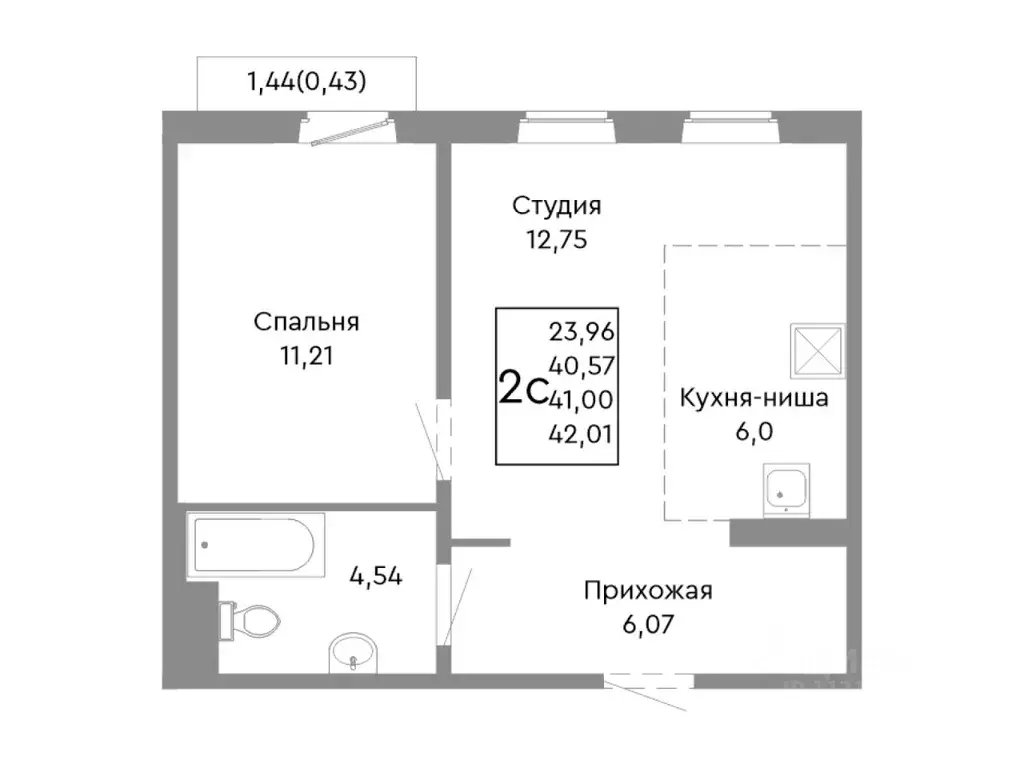 2-к кв. Челябинская область, Челябинск Нефтебазовая ул. (41.0 м) - Фото 1