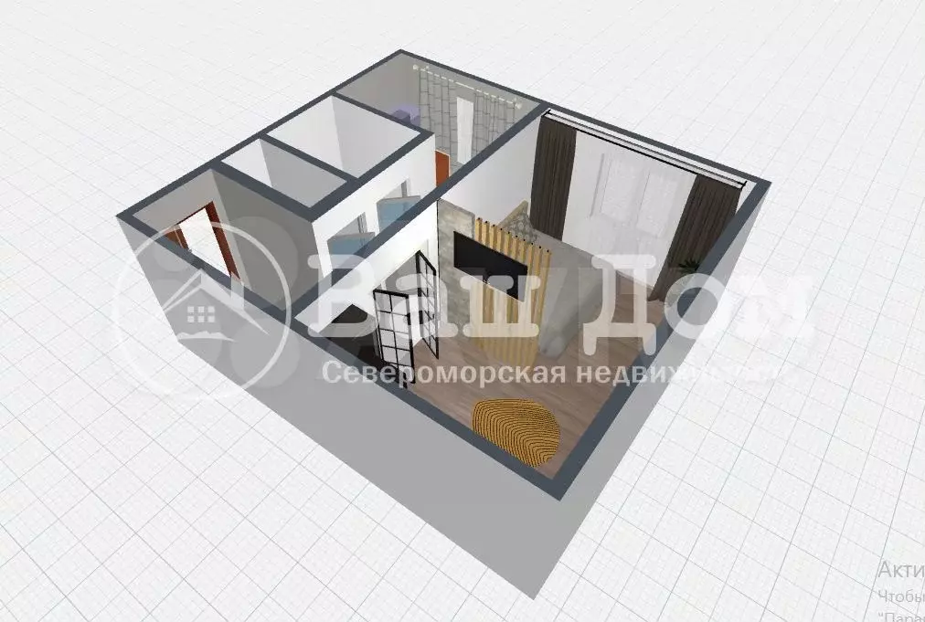 1-к. квартира, 30,6 м, 3/5 эт. - Фото 1