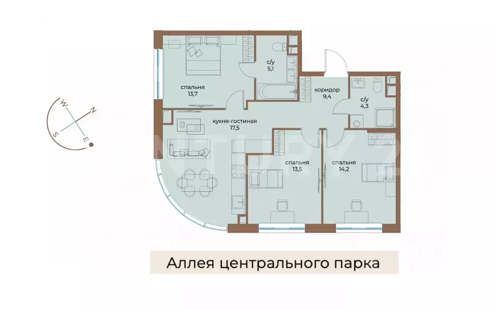 3-к кв. Москва ул. Нижние Мневники, 20 (78.0 м) - Фото 2