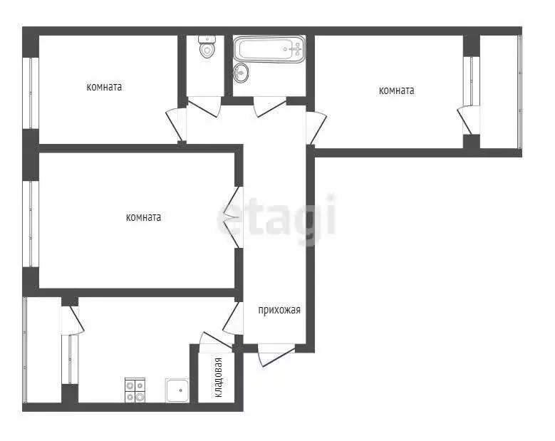 3-комнатная квартира: Белоозёрский, Юбилейная улица, 11 (70 м) - Фото 1
