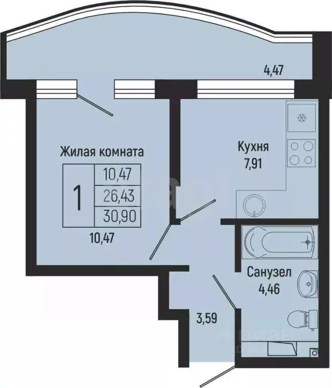 1-к кв. Краснодарский край, Туапсинский муниципальный округ, с. ... - Фото 0