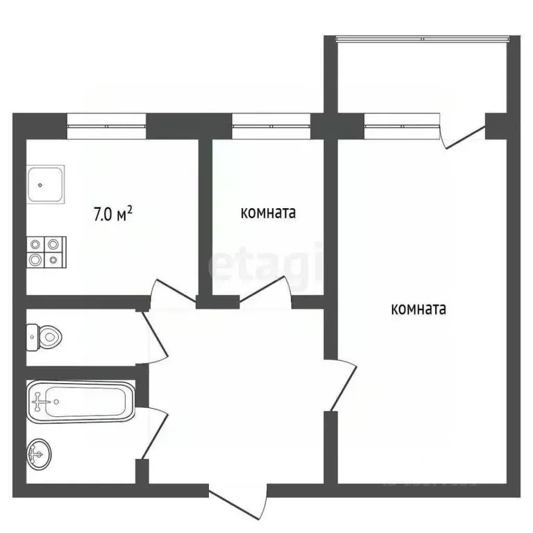 2-к кв. Ямало-Ненецкий АО, Муравленко ул. Муравленко, 29 (48.2 м) - Фото 1