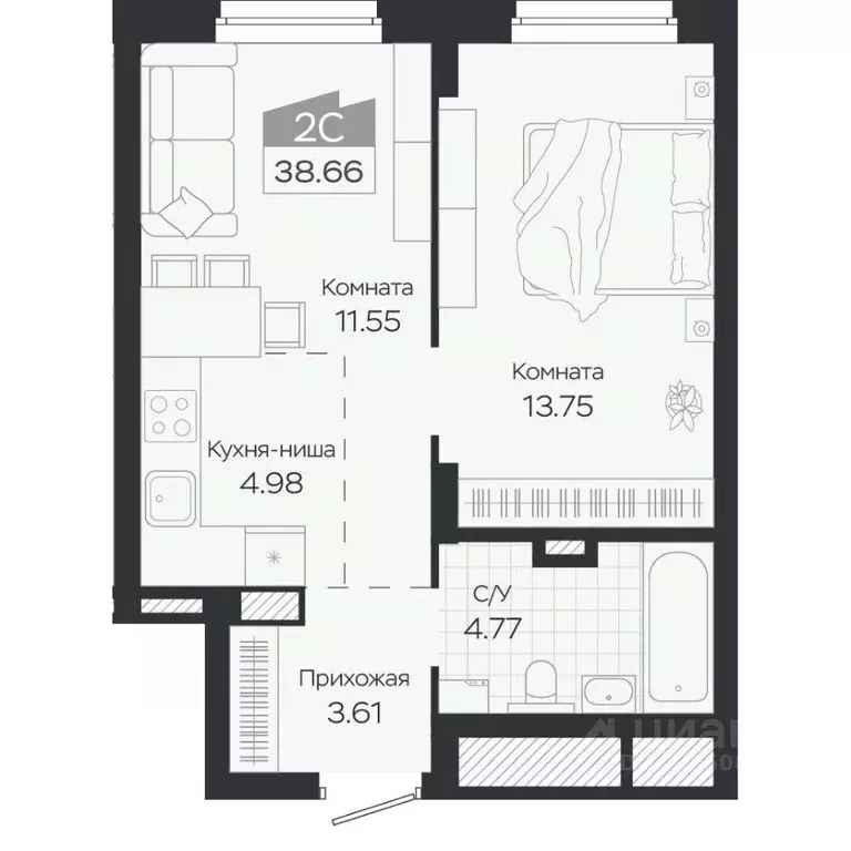 2-к кв. Новосибирская область, Новосибирский район, Краснообск рп ... - Фото 1