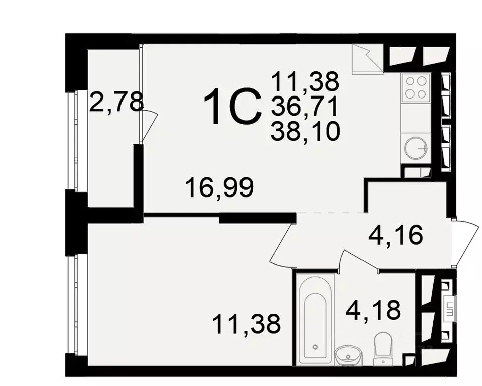 1-к кв. Рязанская область, Рязань ул. Чкалова (36.71 м) - Фото 1