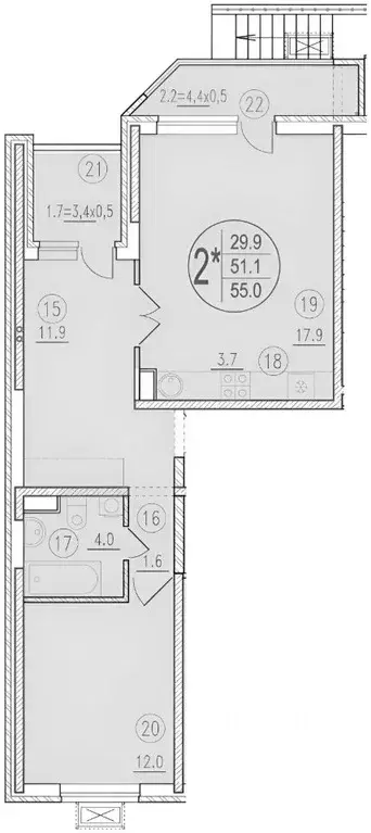 2-к кв. краснодарский край, краснодар ул. 2-я российская, 162 (53.0 м) - Фото 1