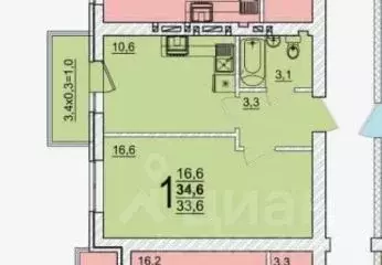 1-к кв. Адыгея, Тахтамукайский район, Старобжегокайское с/пос, Новая ... - Фото 2