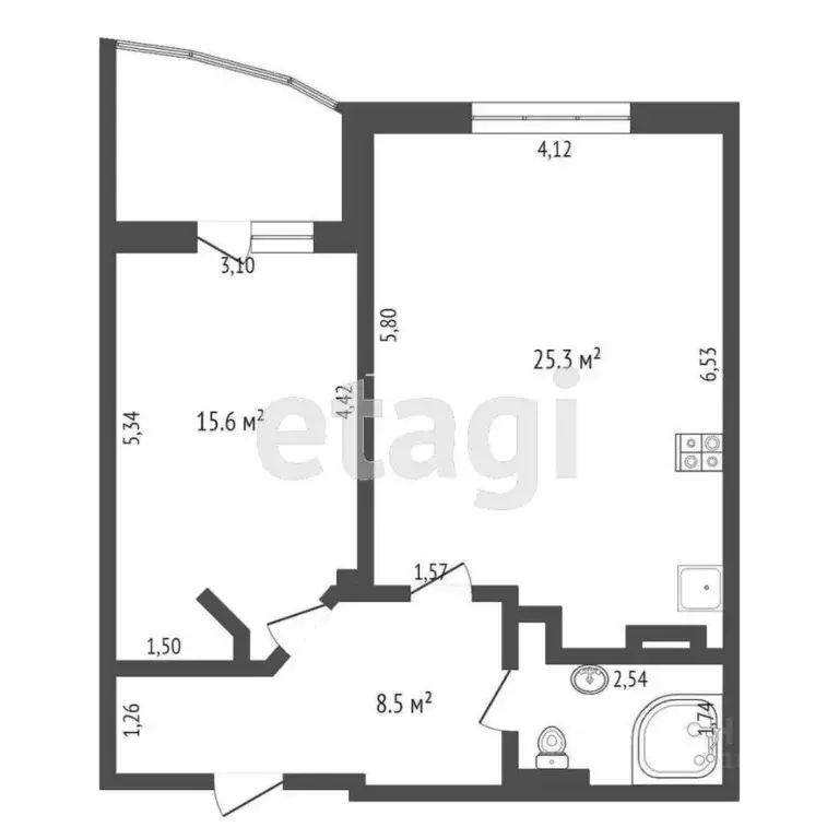1-к кв. Омская область, Омск Заозерная ул., 19 (53.6 м) - Фото 1