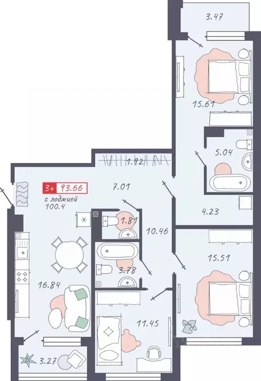 3-к кв. Ханты-Мансийский АО, Ханты-Мансийск Промышленная ул. (98.19 м) - Фото 1