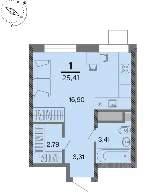 1-к кв. Рязанская область, Рязань Метропарк тер., Метропарк жилой ... - Фото 1