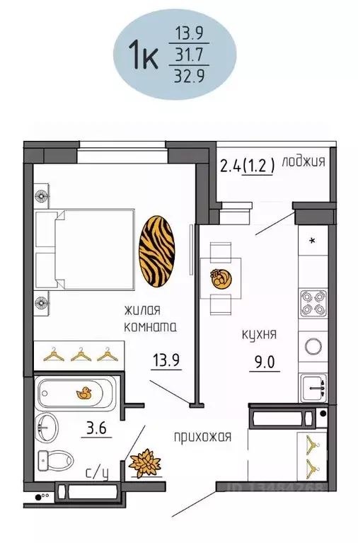 1-к кв. Пермский край, Пермь Ижевская ул., 38 (32.9 м) - Фото 1