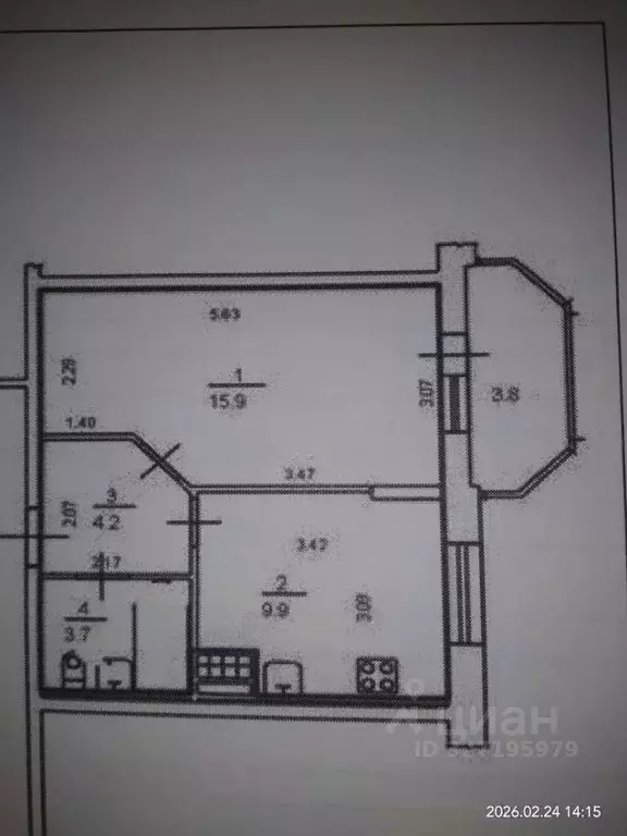 1-к кв. Санкт-Петербург ул. Русановская, 17к2 (34.0 м) - Фото 2
