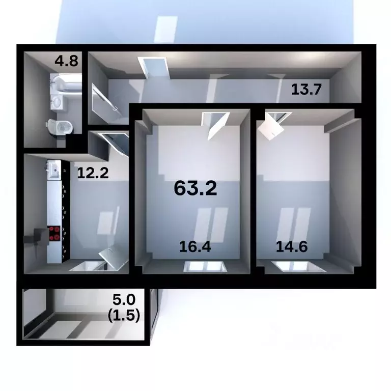 2-к кв. Псковская область, Псков Пароменская ул., 28 (63.2 м) - Фото 1