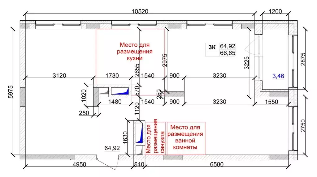 3-комнатная квартира: Кемерово, улица Дружбы, 9 (66.65 м) - Фото 0