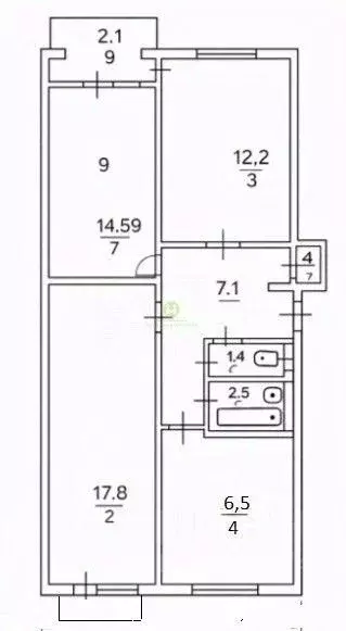 3-к кв. Крым, Симферополь ул. Воровского, 65 (65.1 м) - Фото 2
