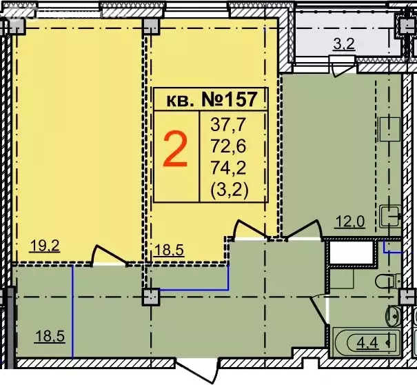 2-комнатная квартира: Нижний Новгород, Артельная улица, 15к1 (73.4 м) - Фото 0