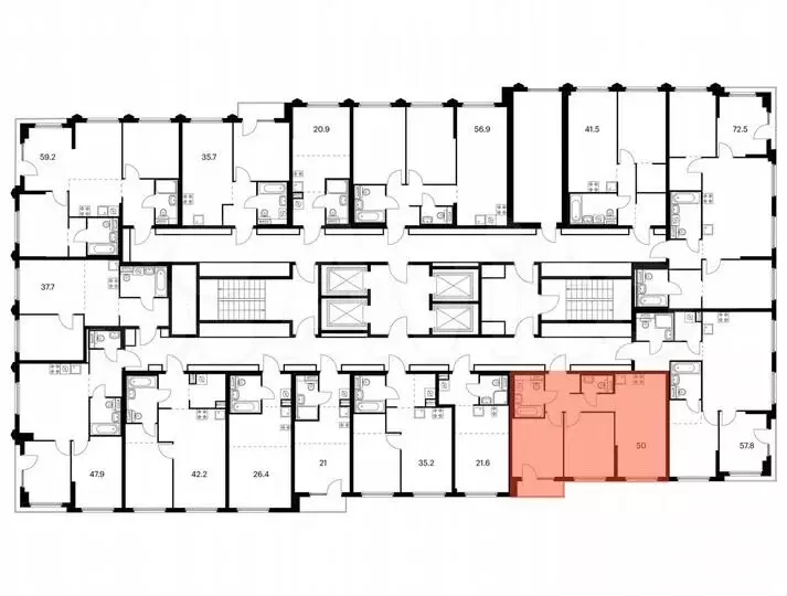 2-к. квартира, 50м, 18/32эт. - Фото 1