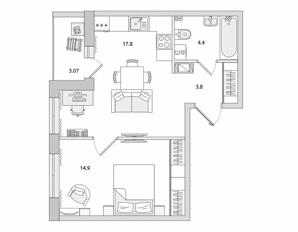 1-комнатная квартира: Санкт-Петербург, Белоостровская улица, 10к3 ... - Фото 1