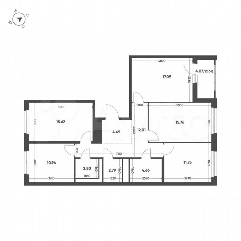 4-к. квартира, 100 м, 12/16 эт. - Фото 1