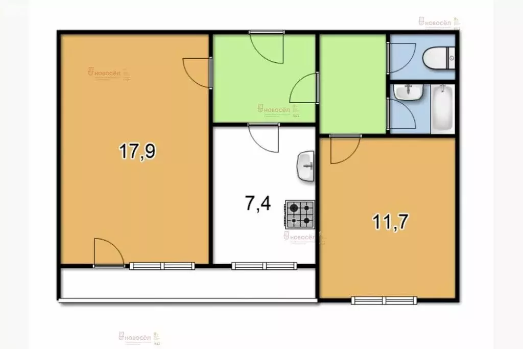 2-комнатная квартира: Екатеринбург, улица Владимира Высоцкого, 8 (48 ... - Фото 1