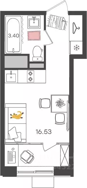 Студия Ульяновская область, Ульяновск Новая Жизнь мкр, 18 (19.93 м) - Фото 0