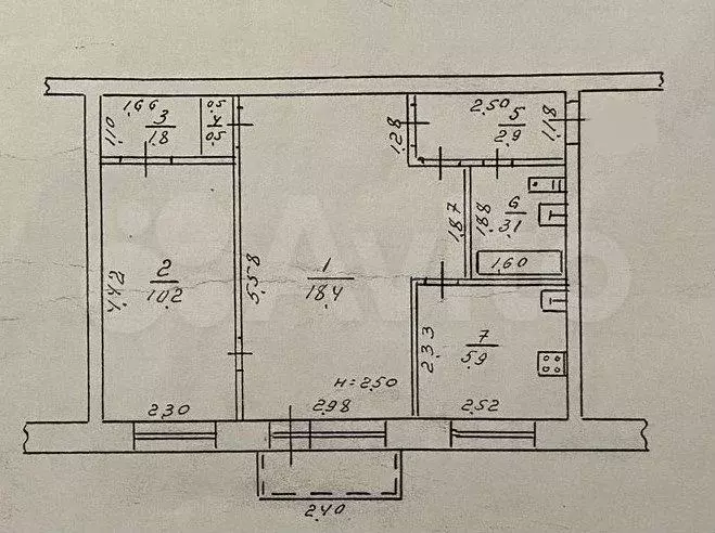 2-к. квартира, 42,8 м, 4/5 эт. - Фото 0