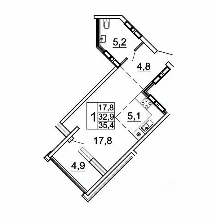 1-к кв. Приморский край, Владивосток Лесная ул., 1В/1 (35.4 м) - Фото 1
