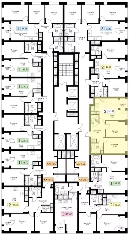 2-к кв. Тульская область, Тула Ряжская ул., 25 (51.55 м) - Фото 2