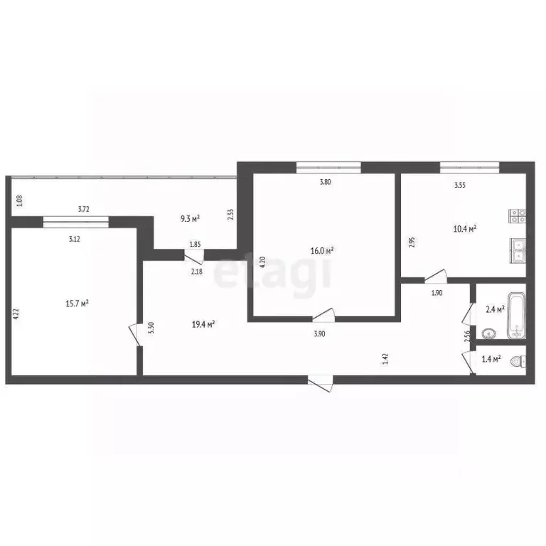 2-к кв. Ростовская область, Ростов-на-Дону просп. 40-летия Победы, ... - Фото 2