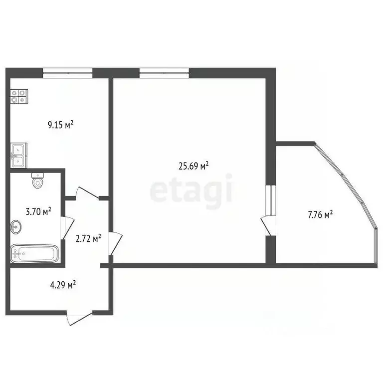 1-к кв. Тюменская область, Тюмень ул. Червишевский Тракт, 21к3 (45.8 ... - Фото 2