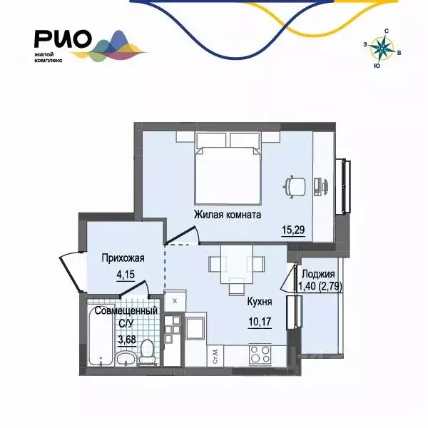 1-к кв. Удмуртия, Ижевск Воткинский жилрайон, Рио жилой комплекс, 2 ... - Фото 1