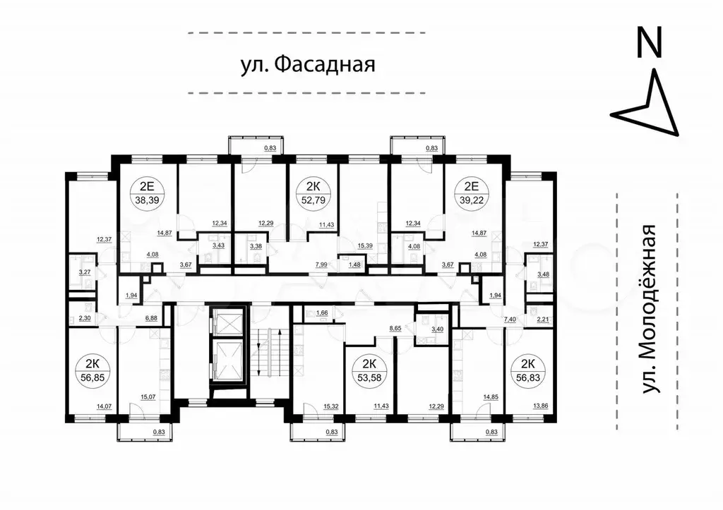 2-к. квартира, 56,7 м, 2/7 эт. - Фото 1