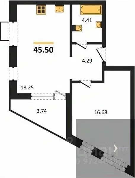 1-к кв. Воронежская область, Воронеж наб. Чуева, 7 (45.5 м) - Фото 1