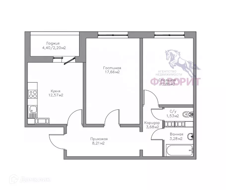 Продаётся 2-к квартира, 61.98 м - Фото 1