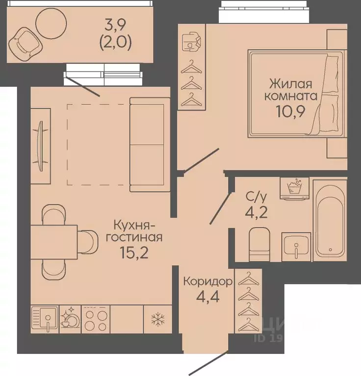 1-к кв. Волгоградская область, Волгоград Трехгорная ул., 27 (36.7 м) - Фото 1