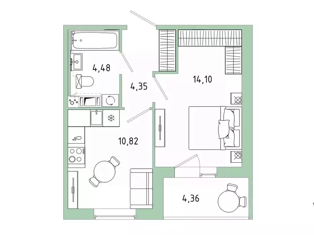 1-к кв. Ленинградская область, Гатчина Въезд мкр,  (35.93 м) - Фото 1