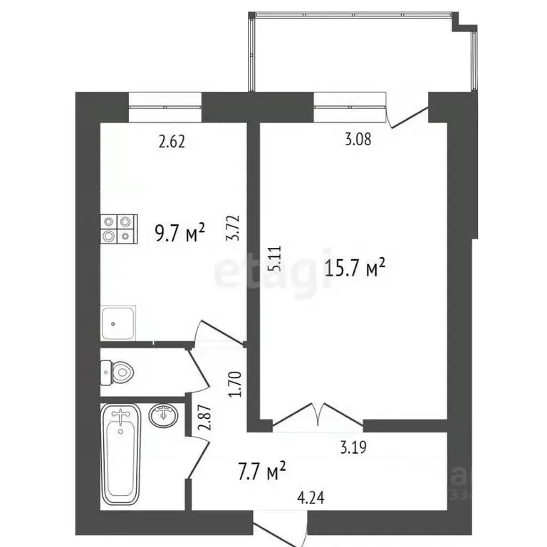 1-к кв. Тюменская область, Тюмень 6-й мкр, ул. Валерии Гнаровской, ... - Фото 1