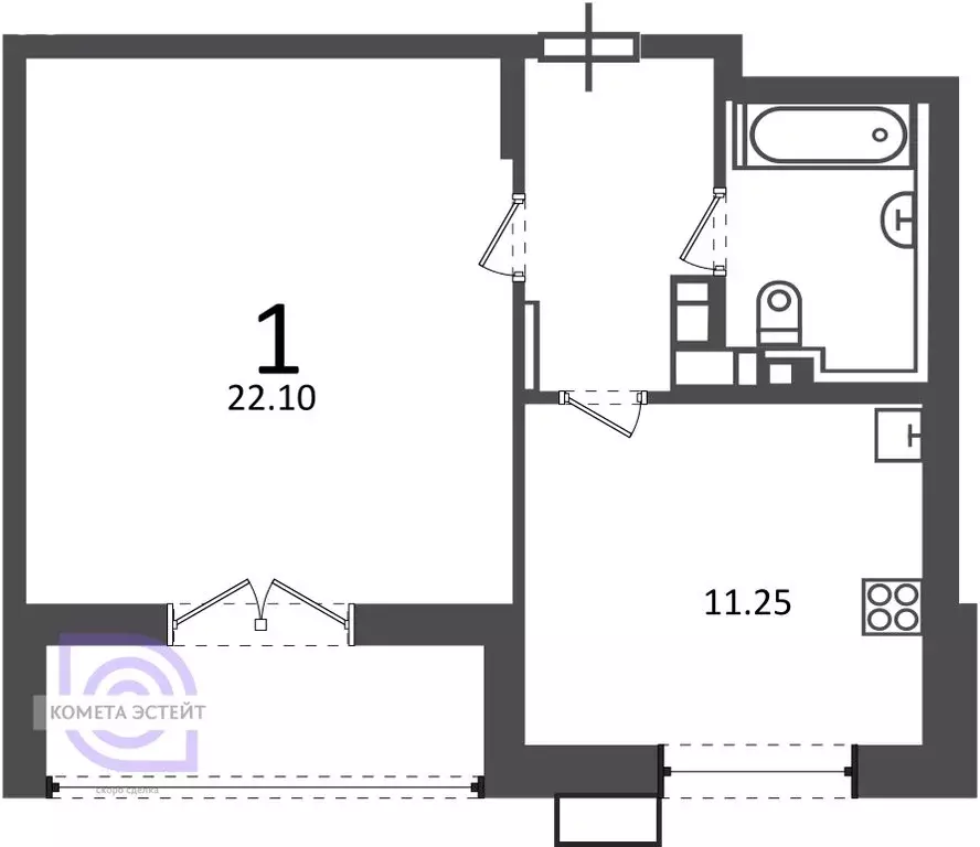 1-комнатная квартира: Москва, Дмитровское шоссе, 55А (42.2 м) - Фото 1