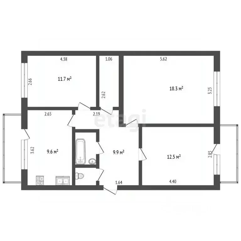 3-к кв. Крым, Симферопольский район, Добровское с/пос, с. Перевальное ... - Фото 2