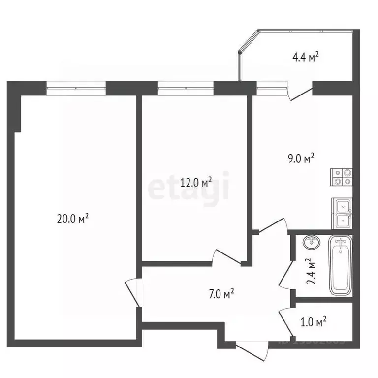2-к кв. Ханты-Мансийский АО, Сургут ул. 30 лет Победы, 37/2 (53.5 м) - Фото 1