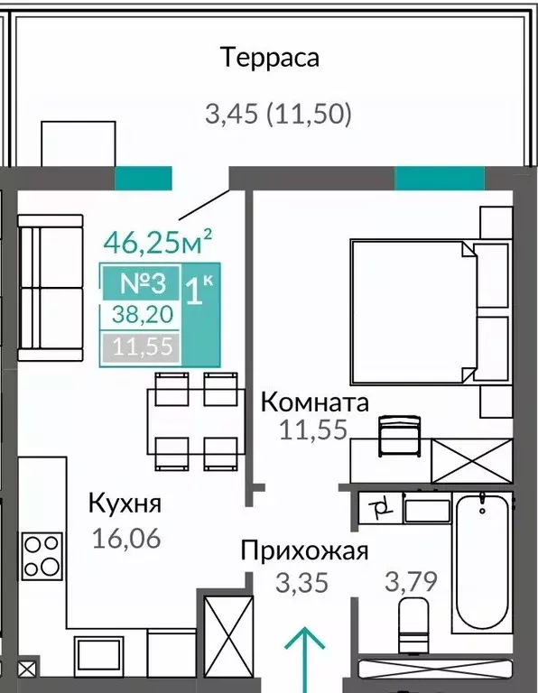 1-к кв. Крым, Симферополь Горизонты жилой комплекс (38.2 м) - Фото 0