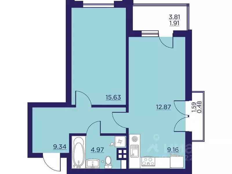 1-к кв. Воронежская область, Воронеж Учхоз кв-л, Городские сады жилой ... - Фото 1