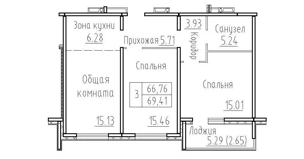 2-комнатная квартира: посёлок Элитный, Венская улица, 12 (66.76 м) - Фото 0