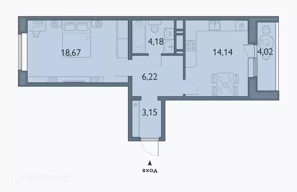 Продаётся 1-к квартира, 48.37 м - Фото 1