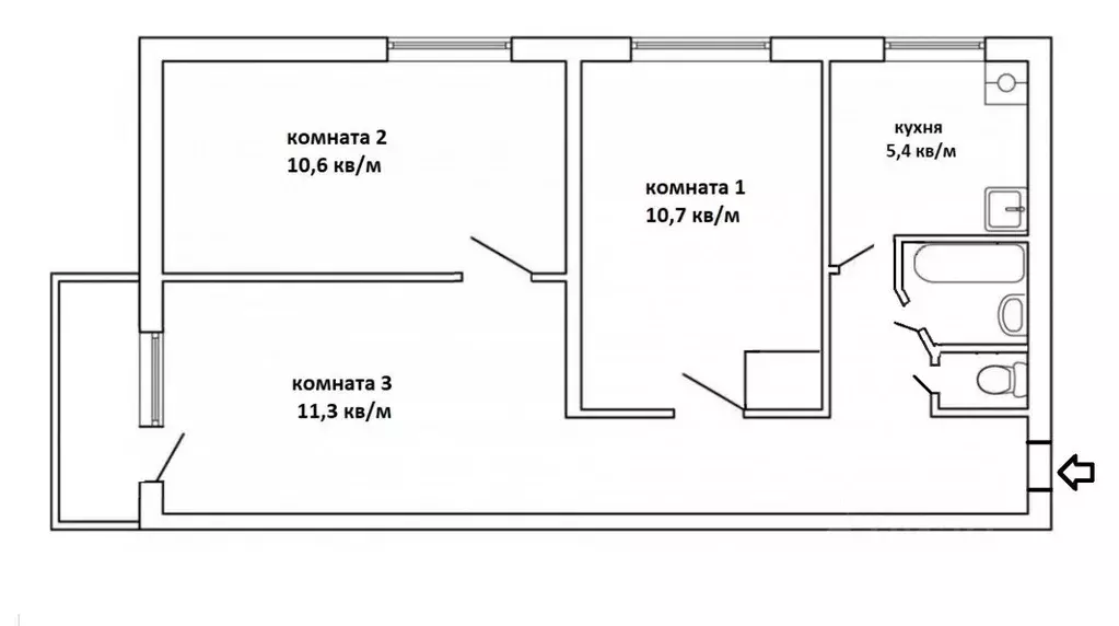 3-к кв. Крым, Евпатория ул. Дмитрия Ульянова, 19А (51.4 м) - Фото 1