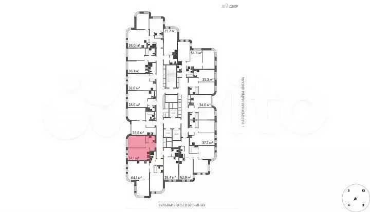 1-к. квартира, 37,1 м, 14/43 эт. - Фото 1