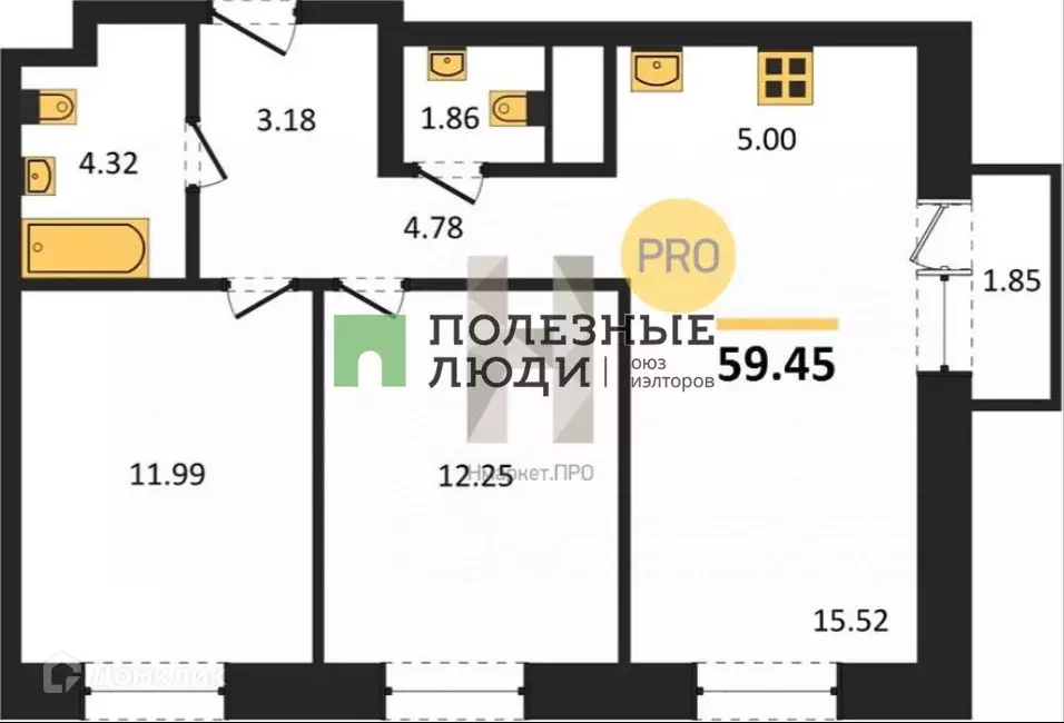 Продаётся 3-к квартира, 59.1 м - Фото 0