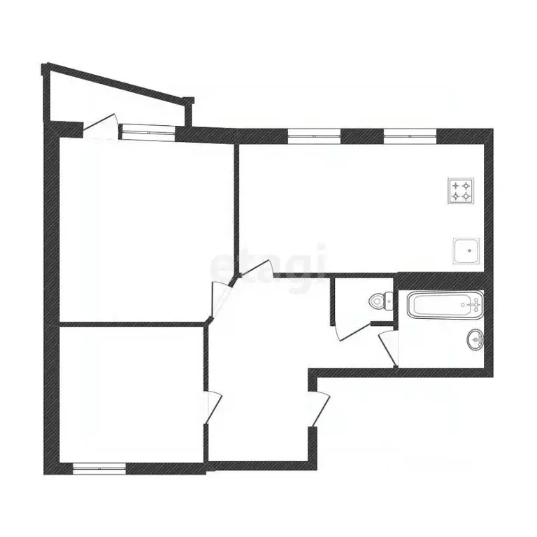 2-к кв. Белгородская область, Белгород ул. Есенина, 8 (51.4 м) - Фото 2