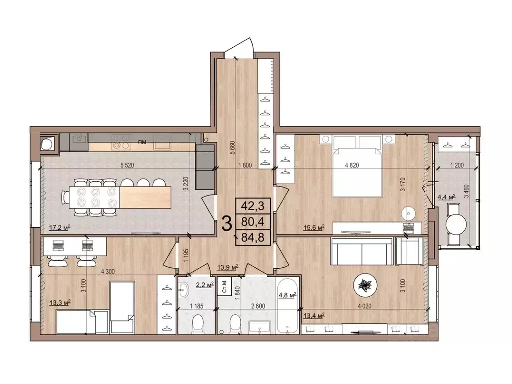 3-к кв. Рязанская область, Рязань Медицинская ул., 3 (84.8 м) - Фото 1