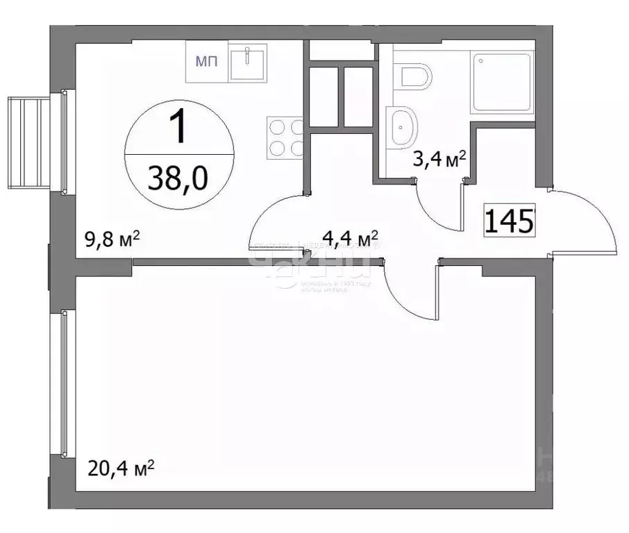 1-к кв. Нижегородская область, Нижний Новгород ул. Сергея Акимова, 50 ... - Фото 2